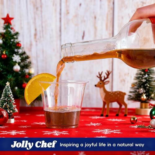 JOLLY CHEF 300 Pack Clear Plastic Cups, 9 oz Crystal Clear PET Party Cups, Classic Clear Disposable Wine Cups for Wedding, Thanksgiving, Birthday, Halloween, Christmas Party