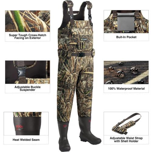 Size 11 TIDEWE Chest Waders, Hunting Waders for Men with Insulation, Waterproof Neoprene Camo Bootfoot Wader