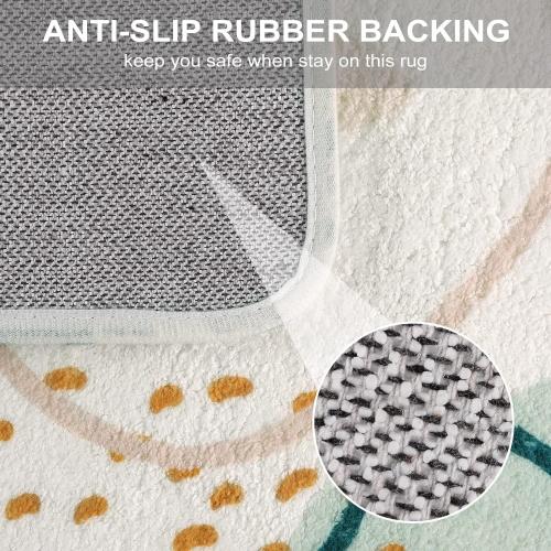 Uphome Bathroom Rugs Modern Abstract Velvet Bath Mat Non-Slip Colorful Botanical Printed Bath Rug Soft Machine Washable Floor Mats Art Design for Bathroom Tub Shower,20''x31''