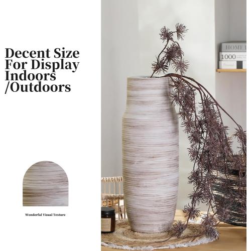 17 inch Extra Tall White Ceramic Vases for Centerpieces Farmhouse Living Room Floor, Boho Pampas Grass Vase for Fireplace Mantel Decor, Modern Minimalist Rusic Floor Vase for Organic Home Decor