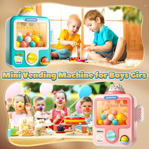 Skirfy Vending Machine Kids Toys 10 Empty Eggs Mini Vending Machine Erasers Operated Gumball Prize Machine Maker Game Claws Machine Christmas Game Sensory Toys Dolls Gifts（Blue）