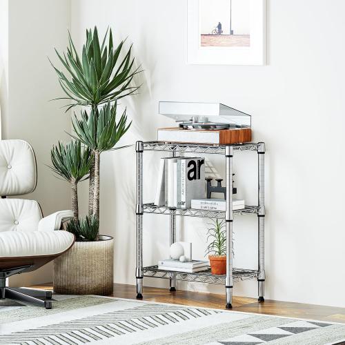 M MZG 750 lbs 3 Tier Shelf Metal Storage Shelves Wire Rack Closet Organizers with PP Board for Garage Kitchen Bathroom Laundry Chrome 11.8 D x 21.7 W x 28.6 H