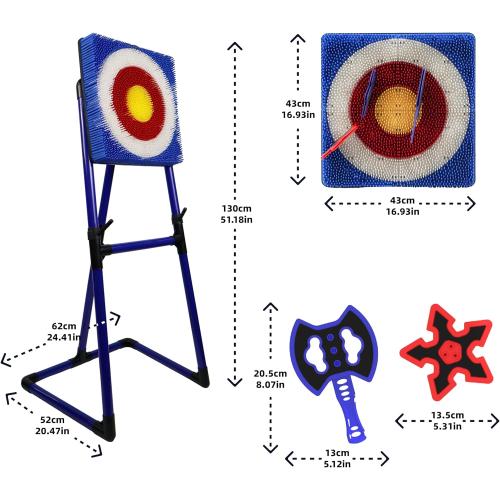 Family Axe Throwing Game for Backyard Fun | Safe Bristle Target Set with 4 Axes & 4 Darts for Kids & Adults | Lightweight & Portable for Carnival, Camping, Party and Indoor/Outdoor Games