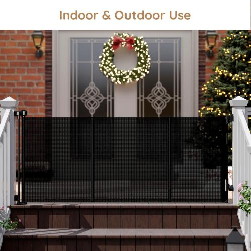 Miumoon One-Hand Operation Retractable Baby Gates, 59 inch Retractable Gate with Reinforced Strip Design to Prevent Crawling Through, 5 FT Retractable Dog Gate for Stairs, Doorways, Hallways