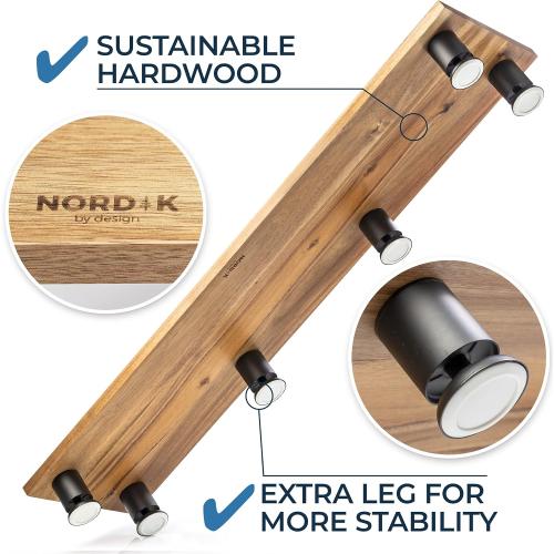 Nordik Large Dual Monitor Riser for 2 - Premium Handmade Hardwood Acacia Computer - Laptop TV Stand with Storage for Desk Accessories - Organizer Television