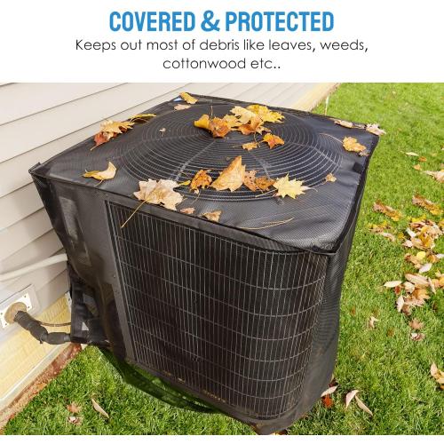 Size 32x32x36 Color Black Air Conditioner Cover for Outside Units, 32'' x 32'' x 36 Full Mesh with 600D Detachable Waterproof Top, All Seasons Outdoor Central AC Protector Against Leaves, Weeds, Cottonwood and Debris