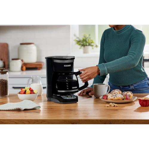 BLACK DECKER 12-Cup Digital Coffee Maker, Programmable, Washable Basket Filter, Sneak-A-Cup, Auto Brew, Water Window, Keep Hot Plate, Black