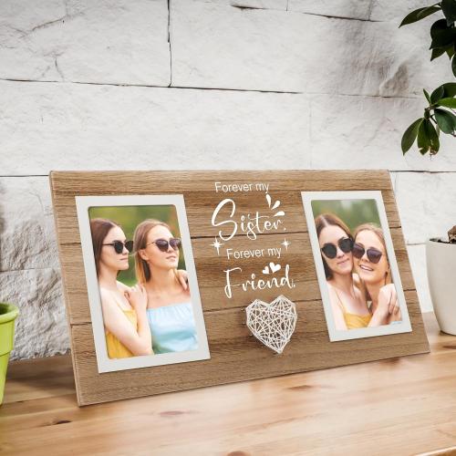 Sister Birthday Gifts From Sisters, 4x6 Picture Frame Bestie Gift - Double Photo Frame Gift Idea for Big Sister Valentine's Day Christmas Mothers Day Present
