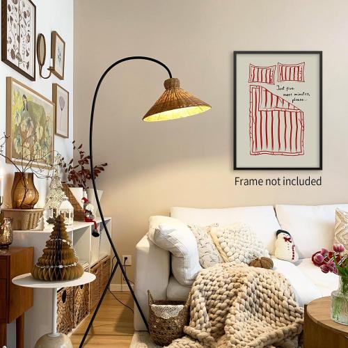 Lmuwecno Minimalist Funny Red Wall Art Retro Cute Fun Quotes Posters Trendy Mid Century Hand Drawn Painting Canvas Prints for Bedroom Dorm Wall Decor Unframed