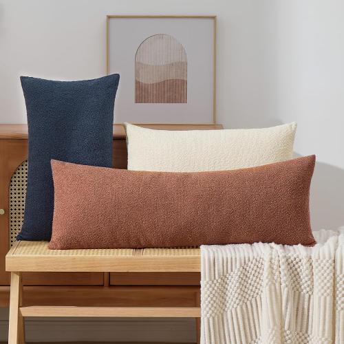 Beige Cover only ORTIGIA Boucle Decorative Lumbar Pillow Covers Beige Textured Body Pillowcase Neutral Pillowcases for Indoor Couch Sofa Bed Cushion Living Room Modern Cushion Cases
