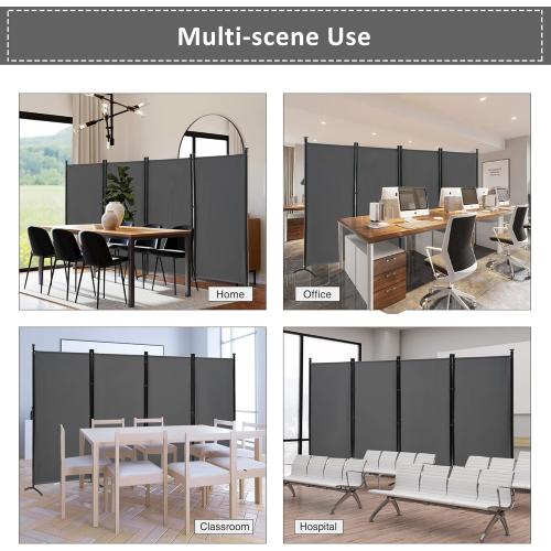 Spurgehom 4 Panel Room Divider Folding Privacy Screen, Freestanding Fabric Partition Portable Room Partition Wall Dividers for Home Office Room Restaurant, 136 W X 72 H (Grey)