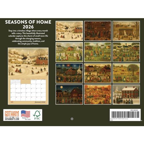 Seasons Of Home Folk Art Calendar 2026 Monthly Wall 12 Month | American Made In The USA