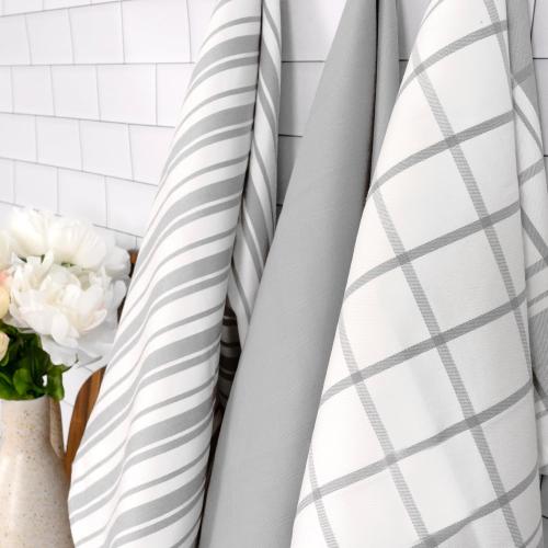 All-Clad Woven Bistro Kitchen Towels: Highly Absorbent, Super Soft Long Lasting - 100% Cotton, 20x30 Dish Towels for Cleaning & Drying Dishes, Pans, Glassware, or Countertops, (2Pack), Titanium