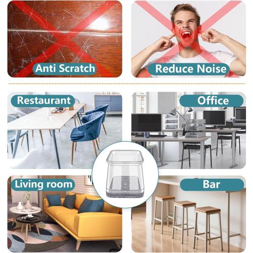Ansible 24 Pcs Chair Leg Floor Protectors Square
