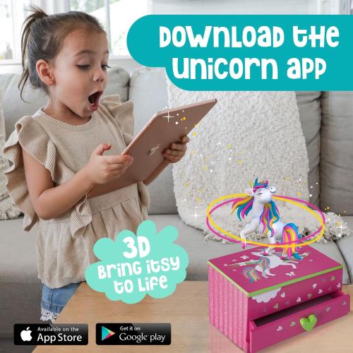 Pink Amitié Lane Unicorn Musical Jewelry Box for Girls - Unicorns Gifts For Girls - Music Box For 5 Year Old Birthday Gifts or Ages 6, 7, 8, Kids Jewelry Box, Unicorn Bedroom Decor For Little Girl (Pink)