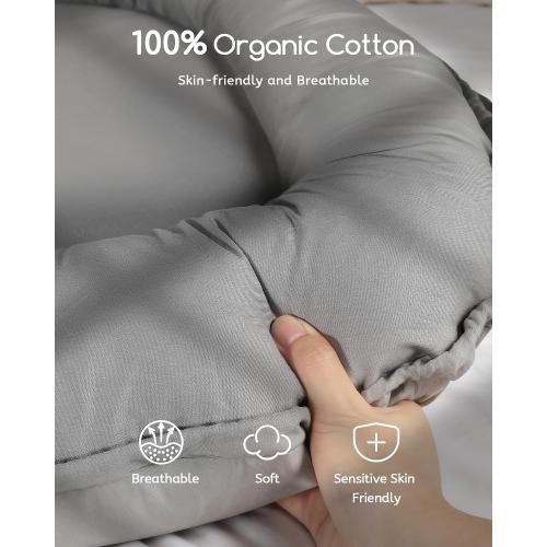 Baby Lounger - Infant Lounger for Newborn 0-24 Months, Pure Cotton Breathable Baby Nest Lounger Cover, Newborn Essentials for Baby Boys & Girls, Portable Baby Lounger for Home and Travel