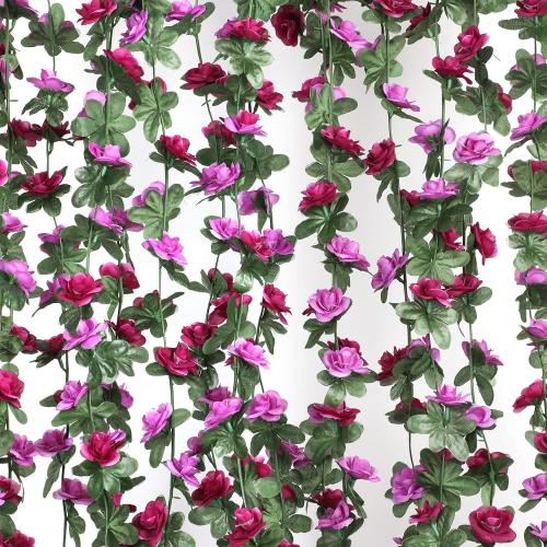 MARTINE MALL Flower Garland - 5 Strand 41Ft Rose Vines for Bedroom, Purple Rose Floral Decor