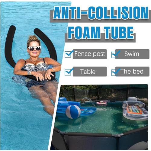 Hanaive 4 Pcs 40 Inch x 4. 1 Inch Jumbo Pool Noodles Bulk Large Swimming Swim Noodles for Floating Craft Projects Pre Slit Clamp Foam Protection Foam Tube Padding Bumper(Black)