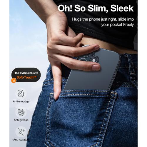 TORRAS Magnetic Slim-Fit for iPhone 16 Case 6.1 inch, Ultra-Thin 16 Phone Case Compatible with MagSafe Phone 16 Case, Light Anti-Scratch Matte Hard PC Bayer OriginFit, Black