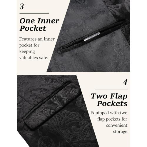 COOFANDY Men's Velvet Blazer One Button Velour Tuxedo Jacket Notched Lapel Suit Jackets with vest and pants  for Prom Wedding Party Dinner Size medium 3 pieces