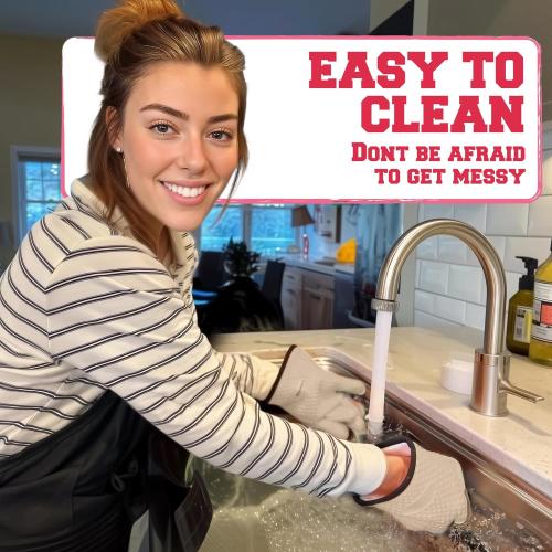 KITCHEN PERFECTION Silicone Smoker Oven Gloves For Women -Extreme Heat Resistant BBQ Gloves -Handle Hot Food Right on Your Smoker Grill Fryer|Waterproof Oven Mitts Grill Gloves |Superior Set 3 Bonuses