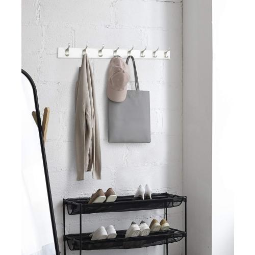 Amazon Basics Wall Mounted Modern Coat Rack with Versatile Storage Hooks, Rectangular, 8-Hook, White | Rectangular, Modern