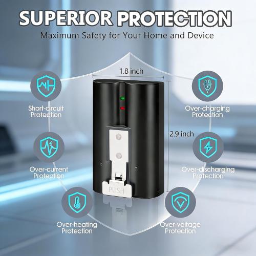 3-Pack Replacement Battery 3.65V 6040mAh Upgraded Lithium-ion Power for Ring Doorbell 2/3/4, Spotlight, and Stick Up Cameras – Rechargeable Battery