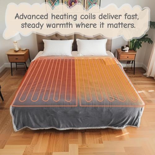 Electric Heated Blanket Full Size 72x84, Soft Flannel with Overheat Protection, 9 Adjustable Heat Settings & 10-Hour Auto-Off Timer, Fast Heating for Winter Comfort, Light Gray