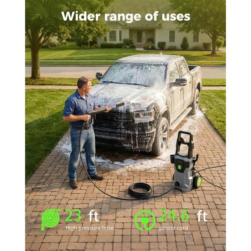Pressure Washer, Power Washers with 4 Quick Connect Nozzles, High Pressure Washer for Cars, Fences, Patios, Decks, Boats, Home Use