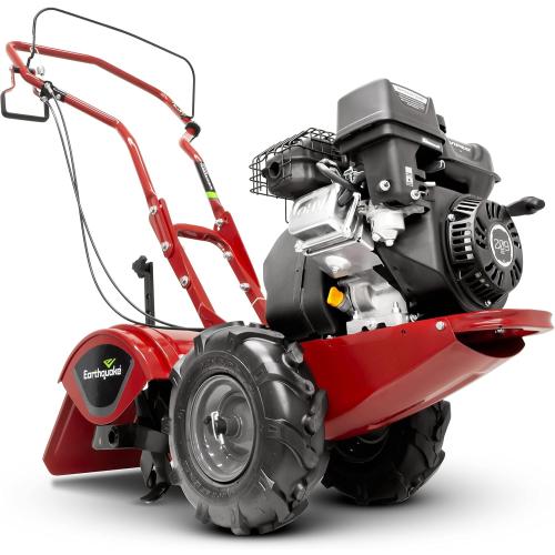 EARTHQUAKE Victory Rear Tine Tiller, Powerful 209cc 4-Cycle Viper Engine, Rugged Bronze Gear Transmission, Counter-Rotating Tines, Instant Reverse, Pneumatic Wheels, Model: 39381, Red/Black