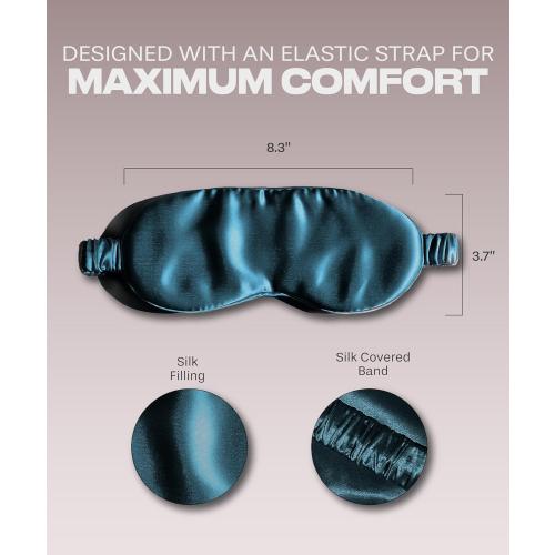 Color Black SUNDAYSILKS™ Exclusive Mulberry Silk Sleep Mask | Soft Eye Covers, Blackout Sleeping Mask for Women & Men | Silk Eye Mask for Sleep, Travel, and Relaxation | Antifaz para Dormir