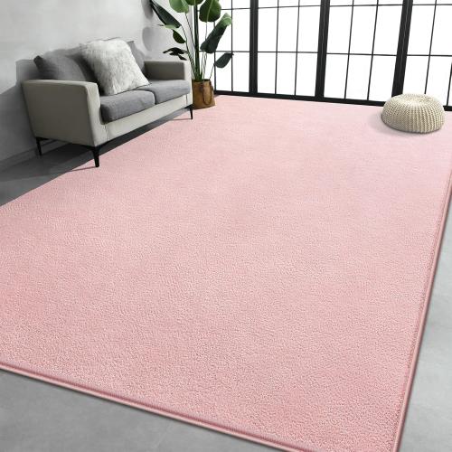 Size 6x9 Large  Color Pink Area Rugs for Living Room Bedroom, 6x9 Feet Pink Rug, Minimalist Modern Shag Rug, Soft Thick Comfy Memory Foam Indoor Carpet, Non-Slip Washable Rug for Boys Girls Dorm Nursery Room Home Decor
