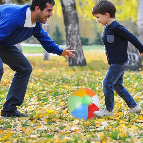 SYZ 12 Beach Balls Bulk - Inflatable Swimming Pool Toys for Kids Birthday Party Supplies Favors Luau Decorations - Blow Up Classic Rainbow Color Beachball Summer Water Games Fun Gifts (12 Pack)