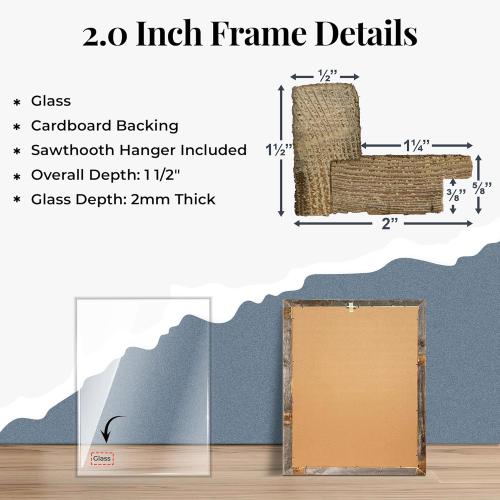 Farmhouse Style Rustic Picture Frame - Reclaimed Wood Photo Frame – Signature Wall Picture Frames for Living Room, Bedroom, Office Display - Wooden Frames for Décor Made in USA White Wash 11 x 14