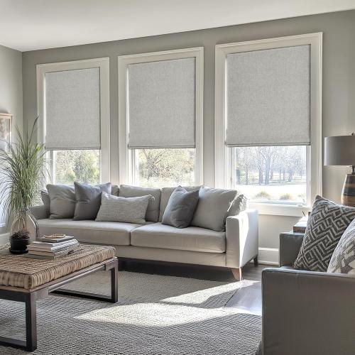 LazBlinds No Tools No Drill Cordless Roman Shades for Windows, Blackout Thermal Insulated UV Blocking Window Blinds, Room Darkening Fabric Blinds for Indoor Windows, 45'' W x 64'' H, Grey