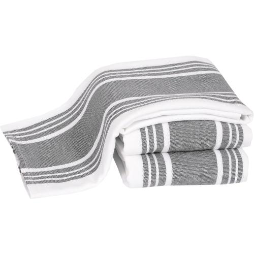 All-Clad Dual-Purpose Kitchen Towels: Highly Absorbent - 100% Cotton, 17x30 Dish Towels for Cleaning & Drying Dishes & Glassware, 6-Pack, Pewter