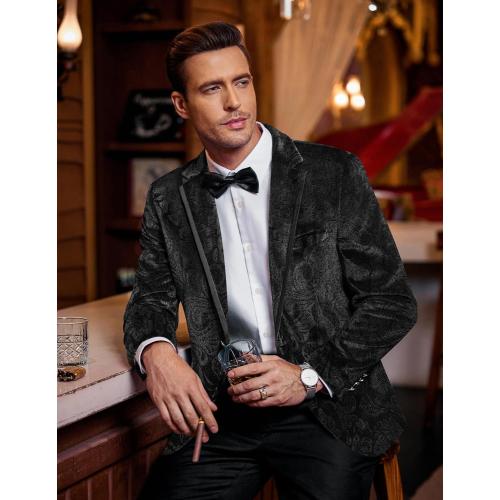 COOFANDY Men's Velvet Blazer One Button Velour Tuxedo Jacket Notched Lapel Suit Jackets with vest and pants  for Prom Wedding Party Dinner Size medium 3 pieces