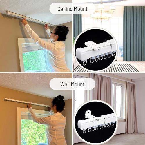2.3 to 4 ft Aluminum Retractable Ceiling Curtain Track - Curtain Track Wall Mount - Ceiling Mount Curtain Rail - Extentable curtain tracks - Silent Track Curtains ceiling Mount (70cm)