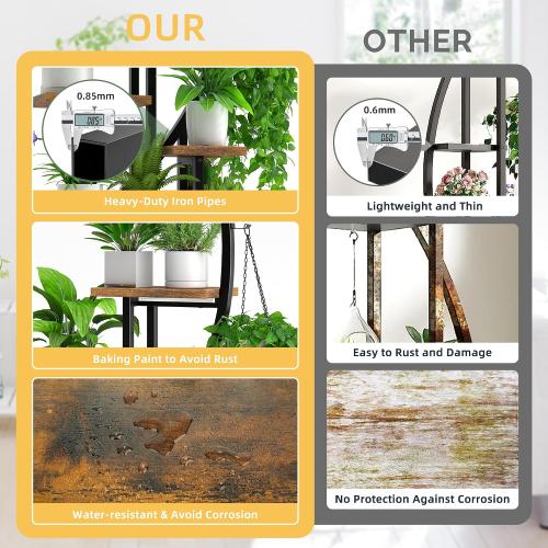 BACEKOLL Plant Stand with Grow Lights 2 Pack Tall Indoor Plant Shelf 64 | 7-Tier 2 Pack 64 Plant Stands, Grow Lights Dual-Head, 14 Potted Stands   2 Hangers, Half-Moon, Iron Frame, for Patio, Black