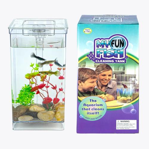 Size 1 gallon My First Fish Tank™ 1 Gallon Mini Aquarium Starter Kit, Professional Betta Fish Tank, Self Cleaning-Only add Water, No Power No Noise, with LED Light, Beautiful White Pebbles, with Color Box