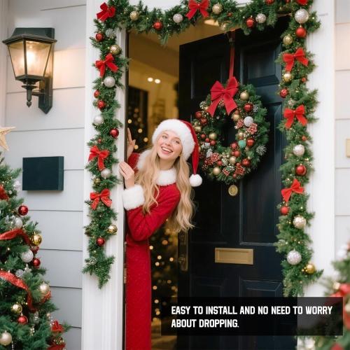 Garland Hanger for Front Door Frame, Adjustable 30”- 67“ Heavy-Duty Garland Holder for Door Frame Christmas & Halloween Decorations for Wreaths, Lights & More No Screws.（30” -40“）