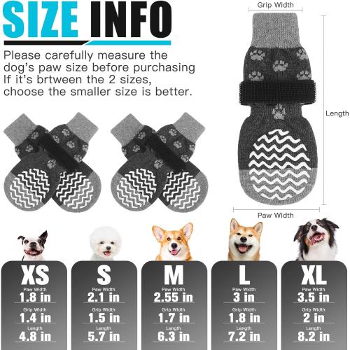 EXPAWLORER Anti Slip Dog Socks to Prevent Licking Paws, Dog Shoes for Hot Pavement, Dog Booties for Small Medium Large Senior Dogs, Traction Control Boots & Paw Protectors for Hardwood Floors