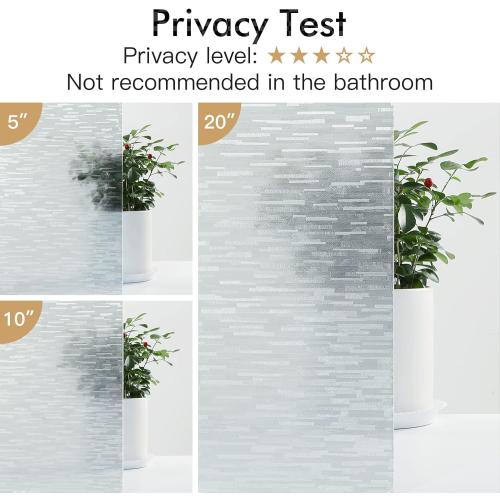 Haton Window Privacy Film, Frosted Glass Static Cling Sun Heat Blocking Window Clings, Frosting Opaque Coverings, Vinyl Removable Stickers Tint for Home Door Office, Non Adhesive 23.6 x 78.7