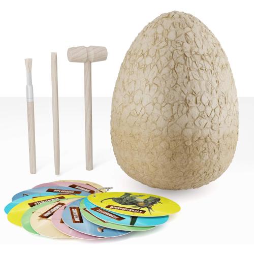 Dan&Darci Jumbo Dino Easter Egg - Unearth 12 Unique Large Surprise Dinosaurs in One Giant Filled Egg -Easter Gifts for Kids - Discover Dinosaur Archaeology Science STEM Crafts Gifts for Boys & Girls