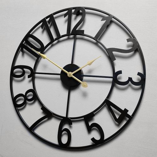 Large Outdoor Clock, Silent Non-Ticking Battery Operated Outdoor Wall Clock, Black Modern Metal Wall Clock for Patio, Porch, Pool Area, Kitchen, Bedroom, Living Room, Farmhouse Decor - 16 Inch