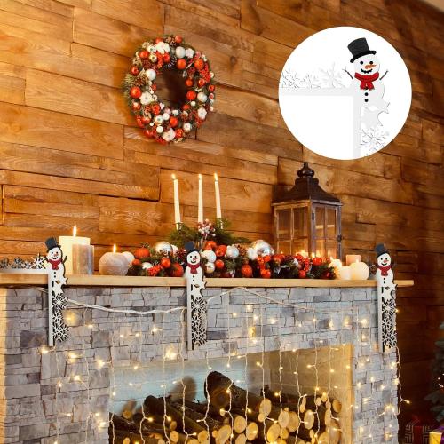 Bucherry 2026 Christmas Door Topper Funny Snowman Snowflake Front Top Door Corner Frame Sign Decor Home Wooden Christmas Cabinet Knob Covers Party Ornament Props Gift for Wall Window DIY