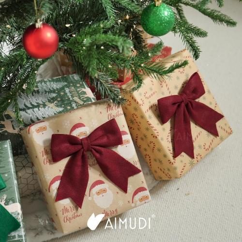 AIMUDI Burgundy Bows for Christmas Tree 5'' Hand Felted Christmas Bows for Gift Wrapping Premade Bow Gift Bows for Presents Crafts Wreaths Fireplaces Winter Holiday Christmas Decorations, 24 PCs