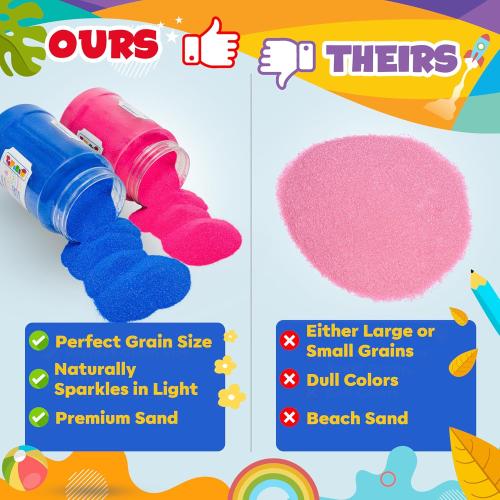 Sand Art Sand [ 20 Colors: 30 lbs ] Craft Sand, Colored Sand for Crafts, Sand Art Bulk, Sand in Bulk, Art Sand, Sandbox, Sand for Crafts for Kids Age 3 , Non-Toxic, 20 Jars