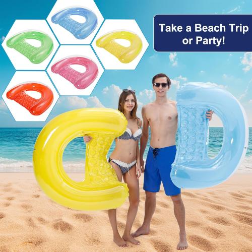4 Pack Pool Floats Adult, PuppyuWill Minimalist Design Pool Chair Float, 52 X 38 Dopamine Colors, Drifter, Chair, Hammock 3-in-1 Inflatable Pool Toys for Pool Party, Lake, River, Sea, Outdoor