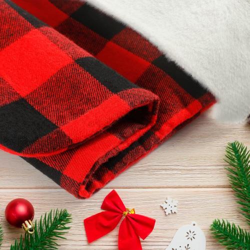 Senneny Christmas Stockings with Initials, 20 Inch Large Red Black Buffalo Plaid Monogram Xmas Stockings with White Plush Faux Fur Cuff, Christmas Decorations for Family Holiday Party, Letter D